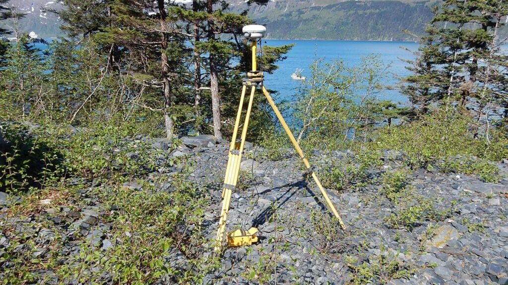 tripod on rocks